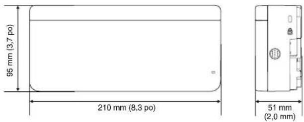 95 mm (3,7 po) 210 mm (8,3 po) 51 mm (2,0 mm)