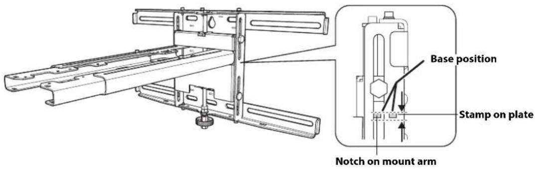 Base position Stamp on plate Notch on mount arm