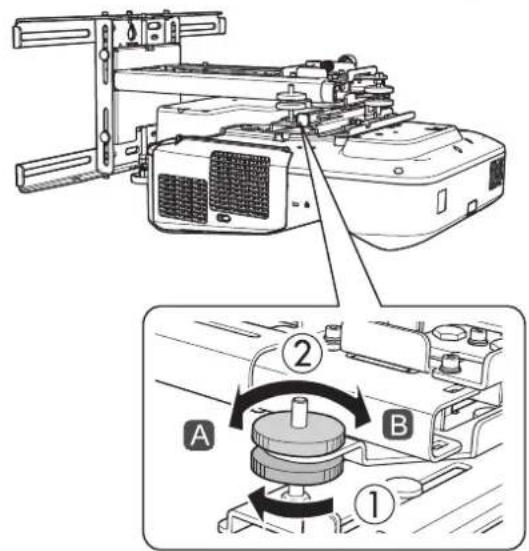 EPSON ELPMB46 - Utilisez le cadran d'ajustement sur le côté gauche pour régler le roulis horizontal. - 2