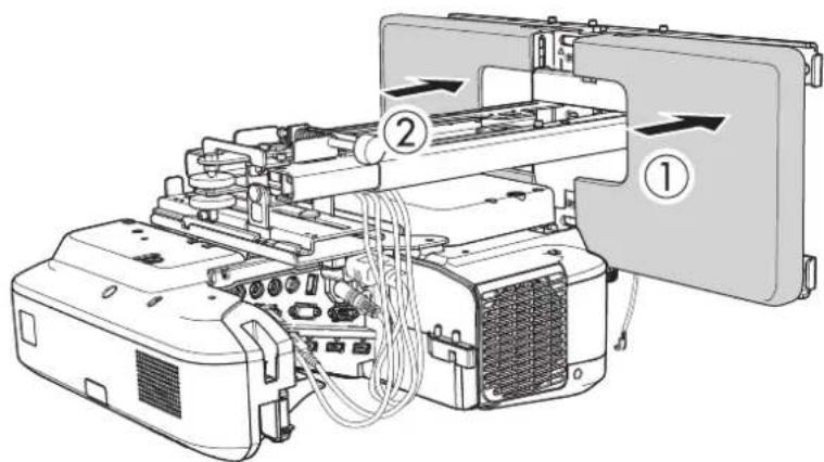 Technical diagram of an electronic device with labeled components and directional arrows indicating assembly or operation.