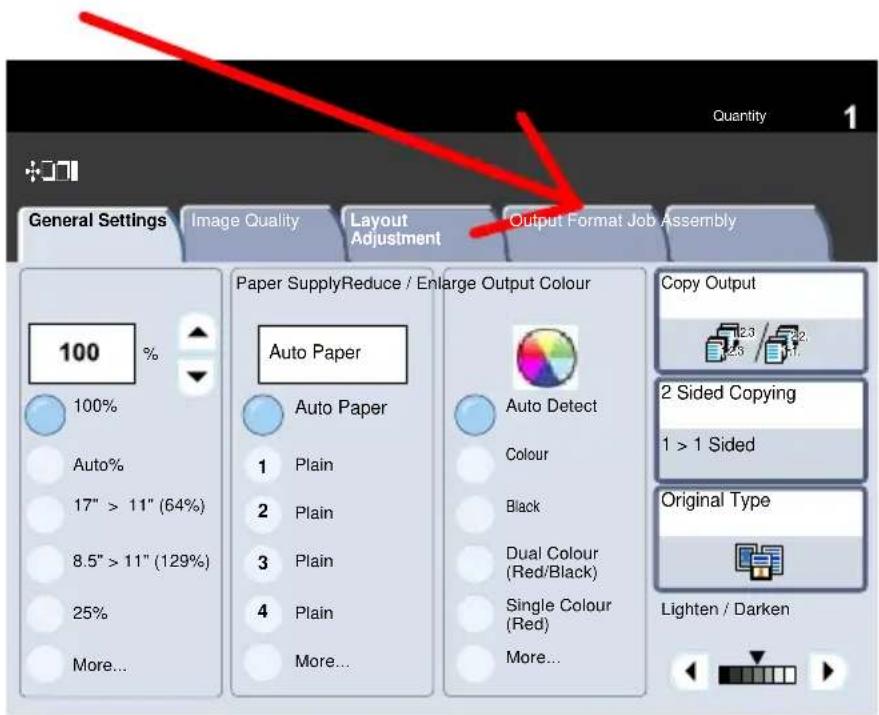 XEROX DocuColor 252 - Select the Output Format tab. - 1