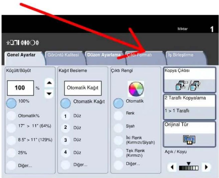 XEROX DocuColor 252 - Çıktı Formatı sekmesini seçin. - 1