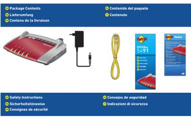 Package Contents Lieferumfang Contenoe de la livraison Contenido del paquete Contenoe Safety Instructions Sicherheitsteinheiten Conseignes de sécurité Consejos de seguridad Indicazioni di sicurezza