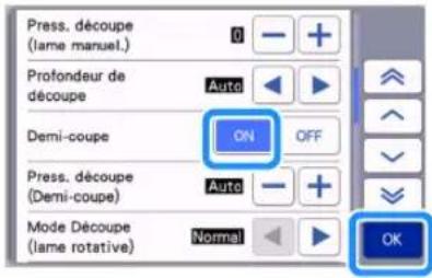 BROTHER SDX1250 - ■Réglages des demi-coupes (découpes par effleurement) - 2