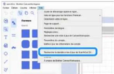 BROTHER SDX1500 - Démarrez CanvasWorkspace, puis cliquez sur [Rechercher la dernière mise à jour de ScanNCut DX...] dans le menu [Aide]. - 1