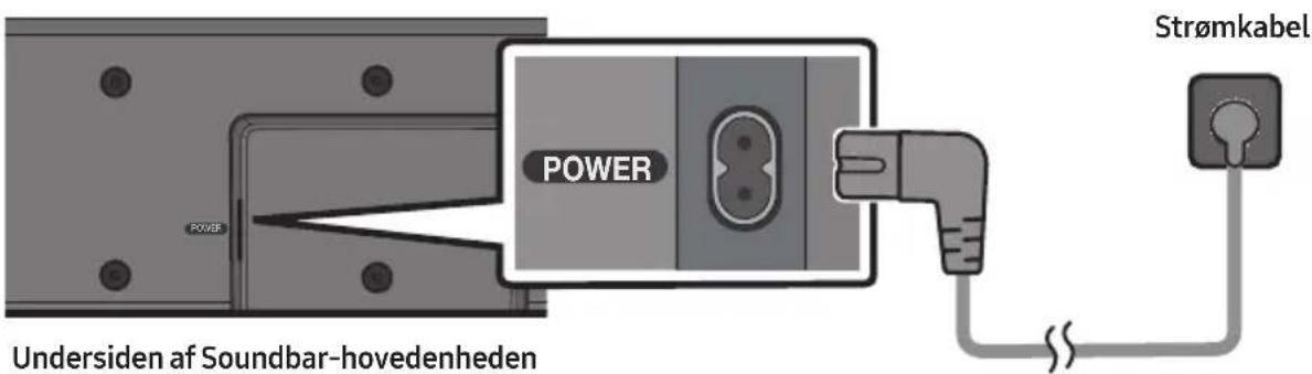 POWER Power Undersiden af Soundbar-hovedenheden Strømkabel