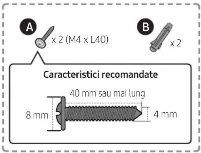 A x 2 (M4 x L40) B x 2 Caracteristici recomandate 40 mm sau mai lung 8 mm 4 mm