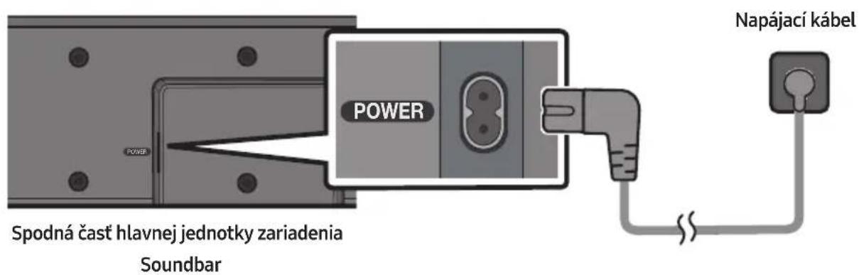Spodná čast hlavnej jednotky zariadenia Soundbar POWER Napájací kábel