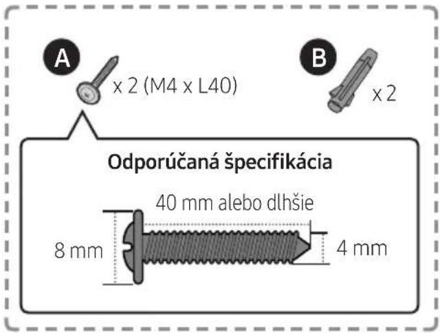 A x 2 (M4 x L40) B x 2 Odporúčaná špecifikácia 40 mm alebo dlhšie 8 mm 4 mm