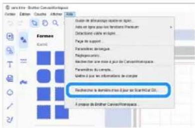 BROTHER SDX325 - Démarrez CanvasWorkspace, puis cliquez sur [Rechercher la dernière mise à jour de ScanNCut DX...] dans le menu [Aide]. - 1