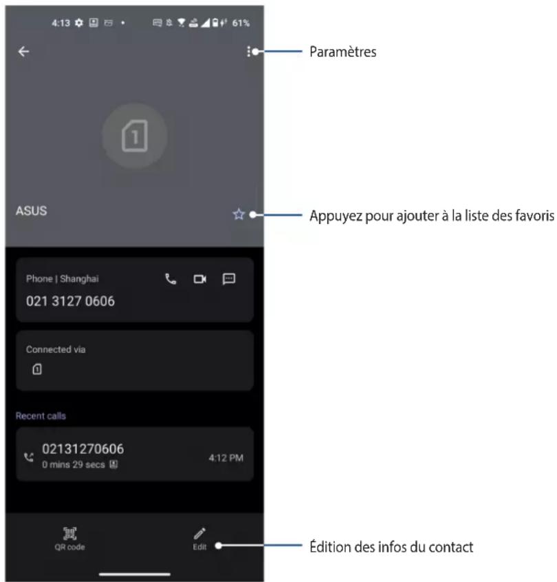 ASUS Zenfone 10 - Personnaliser le profil d'un contact - 1