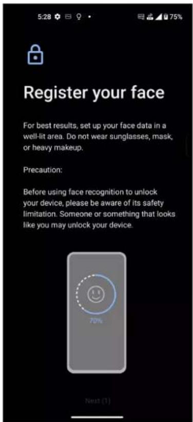 ASUS Zenfone 10 - Configurer le déverrouillage par reconnaissance faciale à partir du menu des paramètres - 5