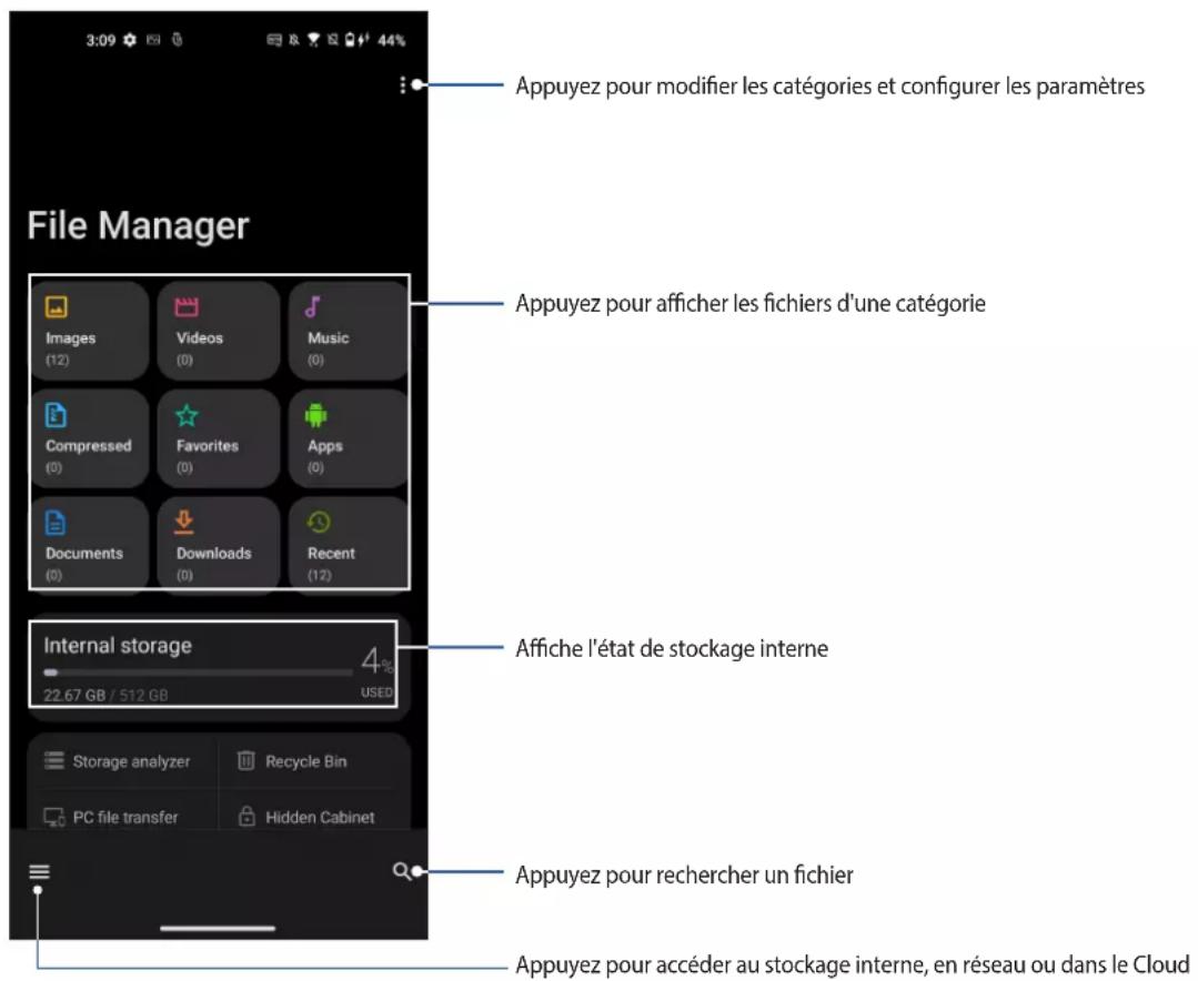 ASUS Zenfone 10 - Gestionnaire de fichiers - 1