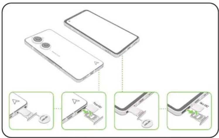 ASUS Zenfone 10 - Pour retirer une carte nano SIM : - 1