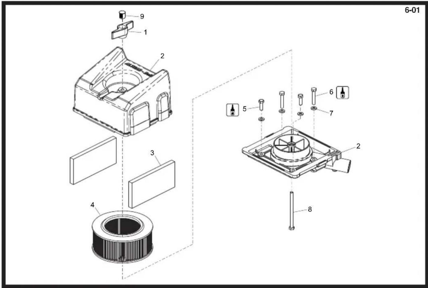 ALTRAD BELLE RTX 66 - Air Filter Assembly, Ensemble Filtre à Air, Conjunto de Filtro de Aire, Montagem do Filtro de Ar - 1