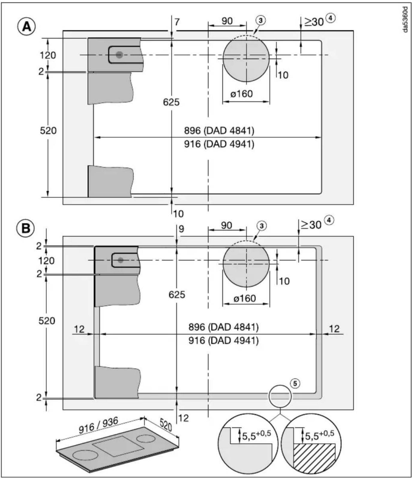 MIELE DAD 4941 - Dimensions d'encastrement - 5