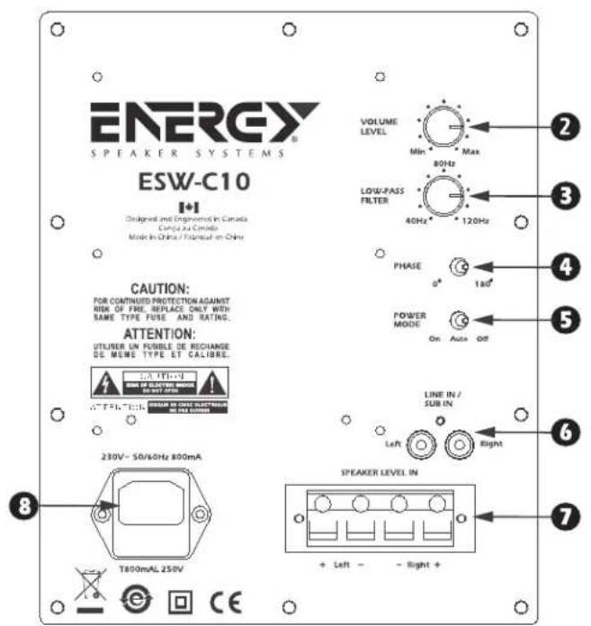 Energy ESW-C8 - AANSLUITING VAN UW ENERGY SUBWOOFER - 2