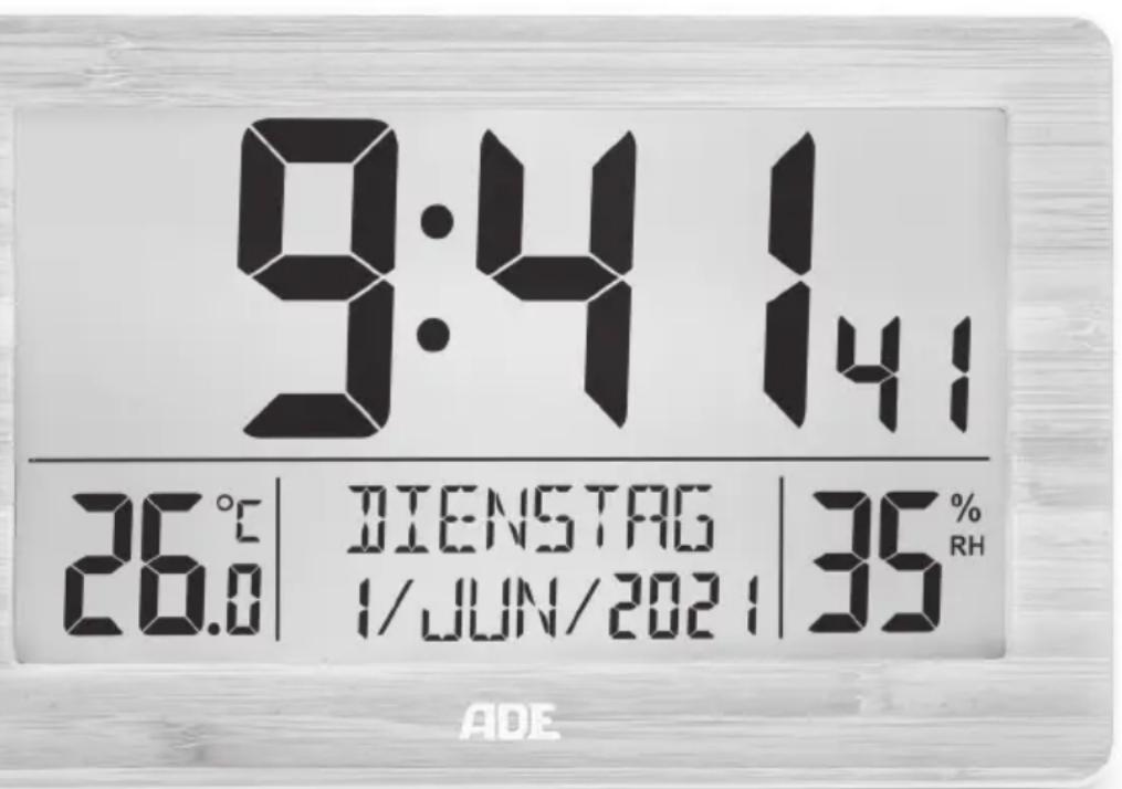 ADE CK 2113 - XL-Funkuhr mit Dual-Alarm und Thermo-/ Hygrometer - 1