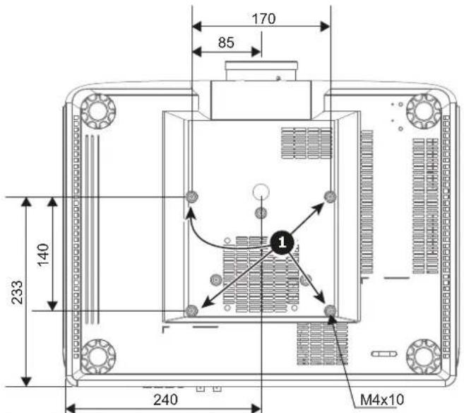 Barco G50-W8 - Vue de dessous et trous d'accrochage plafond - 1