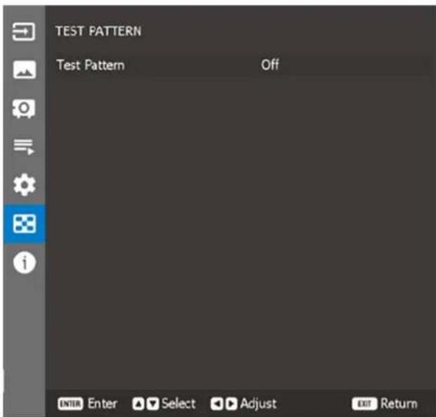 Barco G50-W8 - Vue d'ensemble du menu Modèle de test - 1