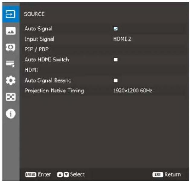 Barco G50-W8 - Vue d'ensemble du menu - 1