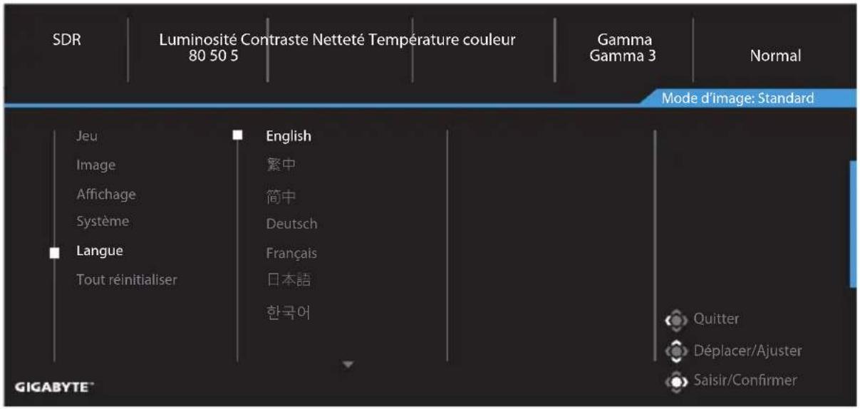 GIGABYTE GS27QC - Langue - 1
