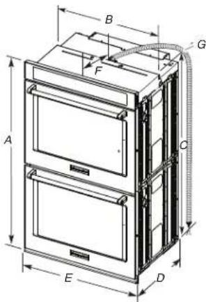 WHIRLPOOL WOED7030PV - Dimensiones del producto, hornos dobles - 1