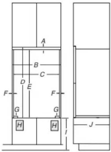 MAYTAG MOES6030LZ - Dimensions de l'armoire – Fours simples, installations en affleurement - 1