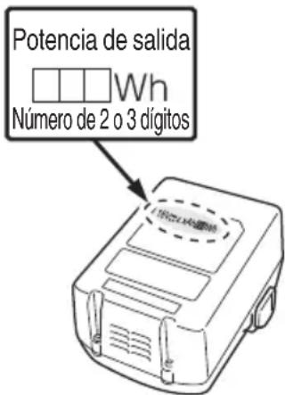 Potencia de salida Wh Número de 2 o 3 dígitos
