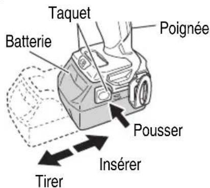 METABO DV18DBL2 - MÉTHODE DE RETRAIT ET D'INSTALLATION DE LA BATTERIE - 1