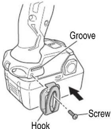 METABO DV18DBL2 - Removing the hook. - 2