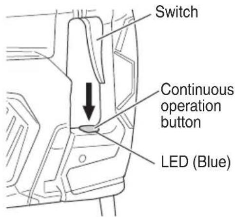 METABO DH52MEY - Using the Continuous operation button - 1
