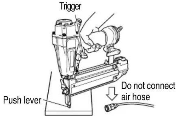 Trigger Push lever Do not connect air hose