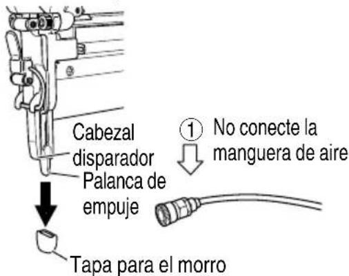 Cabezal disparador Palanca de empuje Tapa para el morro ① No conecte la manguera de aire