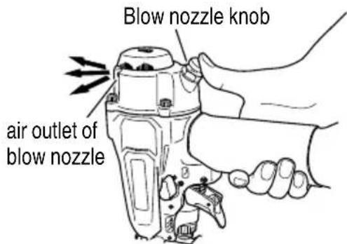 Blow nozzle knob air outlet of blow nozzle