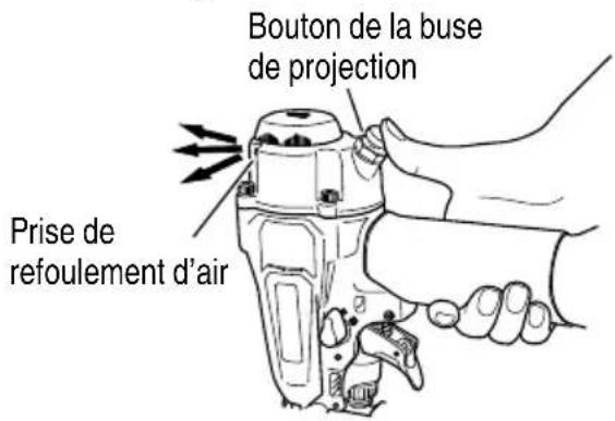 Bouton de la buse de projection Prise de refoulement d'air