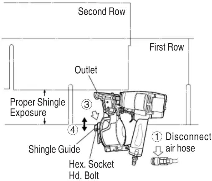 METABO NV45AB2 - USING THE SHINGLE GUIDE - 1