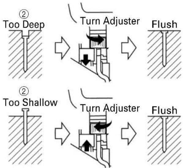 METABO NT50GSQ9 - ADJUSTING THE NAILING DEPTH - 2