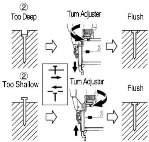 METABO NT1850DF - ADJUSTING THE NAILING DEPTH - 2