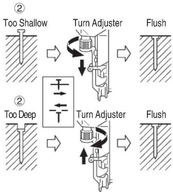 HITACHI NR1890DC - ADJUSTING THE NAILING DEPTH - 2