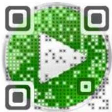 QR code with a green play button icon in the center, likely linking to a digital content or website.