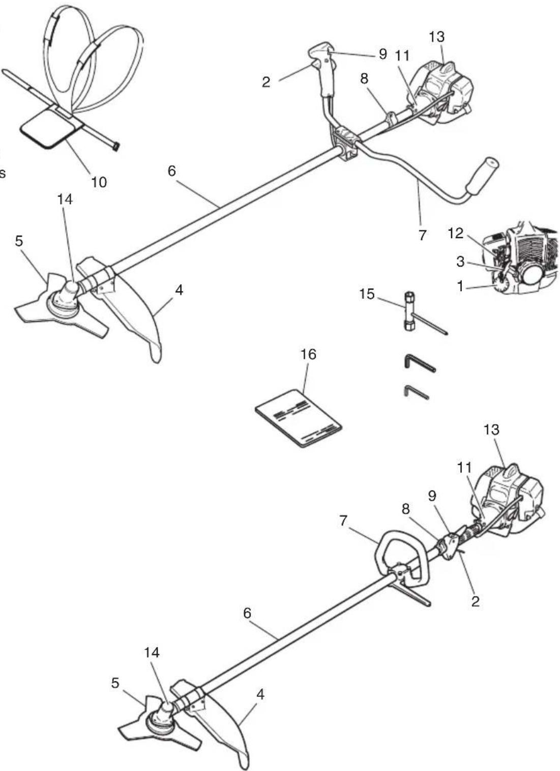 Technical diagram of a mechanical device with numbered components for identification and assembly reference.