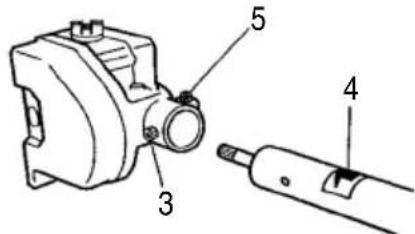 Technical diagram of a mechanical device with numbered components labeled 3, 4, and 5