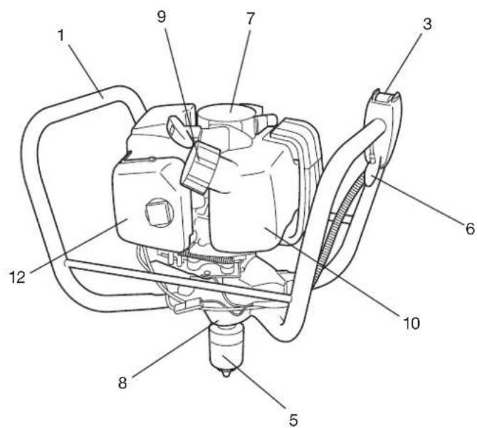 Technical diagram of a mechanical device with numbered components for identification
