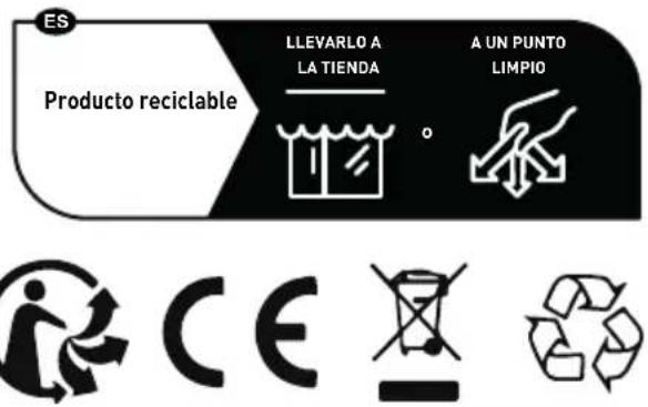 ES LLEVARLO A LA TIENDA A UN PUNTO LIMPIO Producto reciclable CE RECO