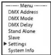 Cameo FLAT PRO 18 G2 - CONFIGURACIÓN DEL SISTEMA (SETTINGS) - 1