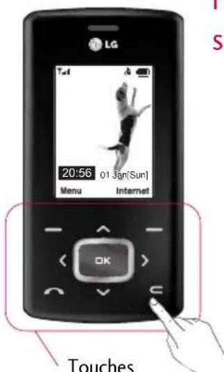 LG Chocolate TG800F - Comment utiliser les touches sensitives - 1