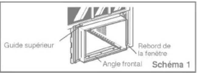 Guide supérieur Rebord de la fenêtre Angle frontal Schéma 1