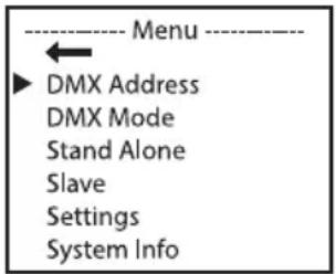Cameo X3 TW - USTAWIANIE ADRESU STARTOWEGO DMX (DMX Address) - 1