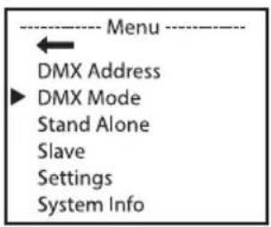 Cameo X3 TW - RÉGLAGE DU MODE DMX (DMX Mode) - 1